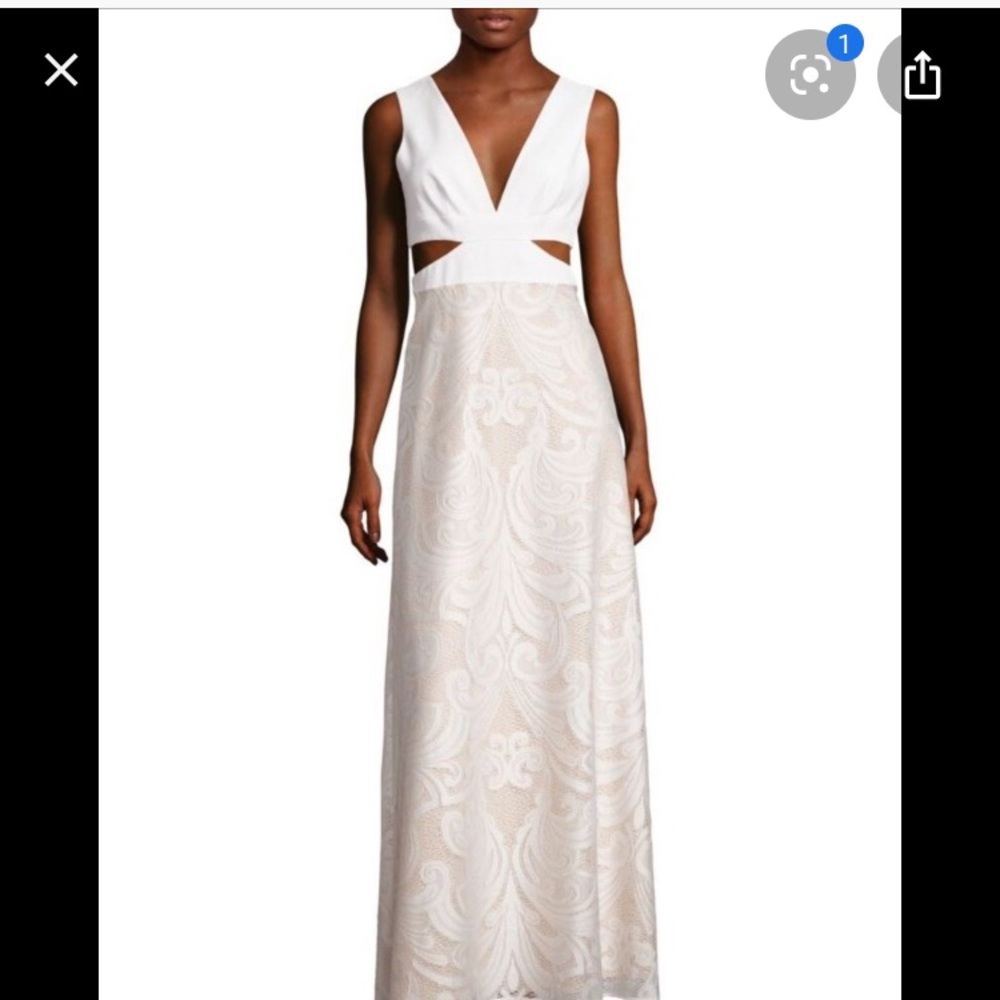 BCBG MAXAZRIA MARILYNE CUTOUT GOWN. SZ2. NWT WEDDING  OCCASION WEAR DRESS WHITE